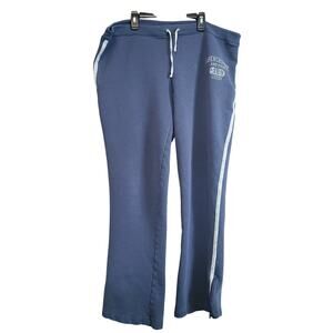 VTG Y2K Abercrombie & Fitch Large Wide Leg Sweatpant Blue Ankle Zip Stripe Logo